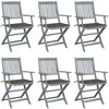 Image de vidaXL Chaises pliables d'extérieur lot de 6 et coussins Bois d'acacia