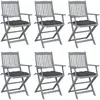 Image de vidaXL Chaises pliables d'extérieur lot de 6 et coussins Bois d'acacia