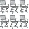 Image de vidaXL Chaises pliables avec coussins - Gris - Lot de 6