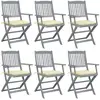 Image de vidaXL Chaises pliables d'extérieur lot de 6 et coussins Bois d'acacia