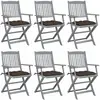 Image de vidaXL Lot de 6 chaises pliables d'extérieur avec coussins bois d'acacia