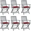 Image de vidaXL Chaises pliables d'extérieur lot de 6 et coussins Bois d'acacia