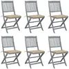 Image de vidaXL Chaises pliables d'extérieur lot de 6 et coussins Bois d'acacia