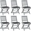 Image de vidaXL Chaises pliables d'extérieur lot de 6 et coussins Bois d'acacia
