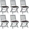 Image de vidaXL Chaises pliables d'extérieur lot de 6 et coussins Bois d'acacia