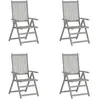 Image de vidaXL Chaises de jardin inclinables - Lot de 4 - Gris