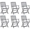 Image de vidaXL Chaises pliables d'extérieur - Lot de 6, Gris