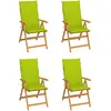 Image de vidaXL Chaises de jardin inclinables en teck avec coussins verts