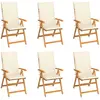 Image de vidaXL Chaises de jardin avec coussins - Teck - Crème - Lot de 6