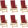 Image de vidaXL Chaises de jardin - Lot de 6 avec coussins bordeaux