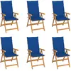 Image de vidaXL Chaises de jardin lot de 6 avec coussins bleu royal - Bois teck