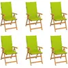 Image de vidaXL Chaises de jardin avec coussins - Teck - Vert vif - Lot de 6