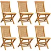 Image de vidaXL Chaises pliables avec coussins crème - Teck massif