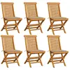Image de vidaXL Chaises de jardin et coussins beige lot de 6 Bois teck massif