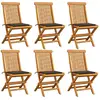 Image de vidaXL Chaises de jardin et coussins taupe lot de 6 Bois teck massif