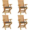 Image de vidaXL Chaises de jardin avec coussins - Anthracite - Lot de 4