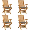 Image de vidaXL Chaises de jardin - Lot de 4 - Bois de teck massif