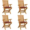 Image de vidaXL Chaises de jardin avec coussins lot de 4 - Teck