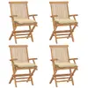 Image de vidaXL Chaises de jardin 4 pcs Teck massif c. creme