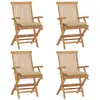 Image de vidaXL Chaises de jardin et coussins beige lot de 4 Bois teck massif