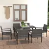 Image de vidaXL Ensemble à manger - 7 pcs - Résine tressée Gris