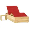 Image de vidaXL Chaise Longue avec Table et Coussin Rouge