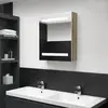 Image de vidaXL Armoire de salle de bain à miroir LED - Blanc et chêne