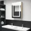 Image de vidaXL Armoire Miroir LED Blanc/Chêne