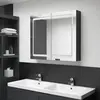 Image de VidaXL Armoire de salle de bain à miroir LED - Noir Brillant 80x68 cm