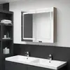Image de vidaXL Armoire miroir LED - Blanc/Chêne