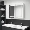 Image de vidaXL Armoire Miroir LED 80x12x68 cm - Blanc Brillant