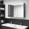 Image de vidaXL Armoire de Salle de Bain à Miroir LED 89x62 cm Gris