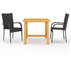 Image de VIDAXL Ensemble à manger jardin 3 pcs Noir