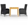 Image de VIDAXL Ensemble à manger de jardin 3 pcs - Noir