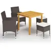 Image de Ensemble à manger vidaXL 5 pcs - Marron