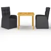 Image de vidaXL Ensemble à Manger de Jardin 3 pcs Noir