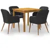 Image de vidaXL Ensemble de salle à manger 5 pcs - Noir, résine tressée