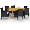 Image de vidaXL Ensemble à manger 7 pcs - Noir