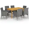Image de VidaXL Ensemble à manger de jardin 7 pcs - Gris
