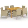 Image de VidaXL Ensemble à Manger de Jardin 7 Pièces - Beige