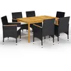 Image de vidaXL Ensemble à manger de jardin 7 pcs - Noir