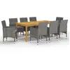 Image de vidaXL Ensemble à manger de jardin 9 pcs Gris
