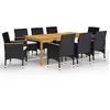 Image de VIDAXL Ensemble à manger de jardin 9 pcs - Noir