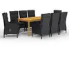 Image de vidaXL Ensemble à manger de jardin 9 pcs - Noir