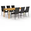 Image de vidaXL Ensemble à manger de jardin 7 pcs - Noir