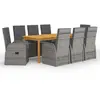 Image de vidaXL Ensemble à manger 9 pcs - Gris
