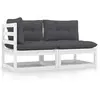 Image de vidaXL Salon de jardin 2 pcs avec coussins - Blanc