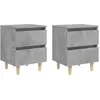 Image de vidaXL Tables de chevet avec pieds en pin 2 pcs - Gris béton