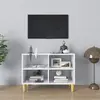 Image de vidaXL Meuble TV avec Pieds Bois Massif Blanc