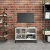 Image de vidaXL Meuble TV - Blanc brillant - Pieds métal